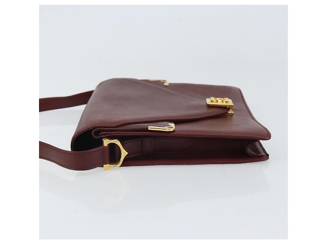 Cartier Borsa a spalla Must Line in pelle Bordeaux oro Auth BA9921 D'oro Bordò - vista 5