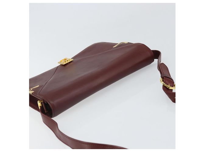 Cartier Borsa a spalla Must Line in pelle Bordeaux oro Auth BA9921 D'oro Bordò - vista 6