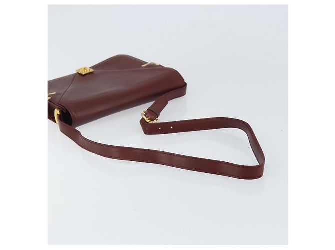Cartier Borsa a spalla Must Line in pelle Bordeaux oro Auth BA9921 D'oro Bordò - vista 7