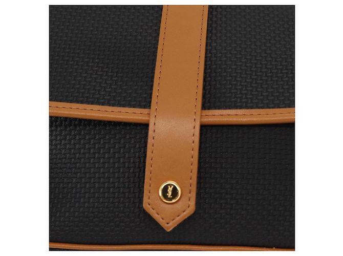 SAINT LAURENT Borsa a Spalla in Tela Rivestita Nera Oro Auth 170468 Nero D'oro - vista 14