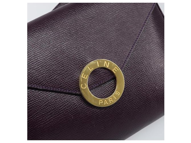 Céline Borsa a Spalla CELINE Circle in Pelle Viola Oro Auth 159845V D'oro Porpora - vista 15