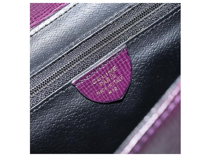 Céline Borsa a Spalla CELINE Circle in Pelle Viola Oro Auth 159845V D'oro Porpora - vista 17