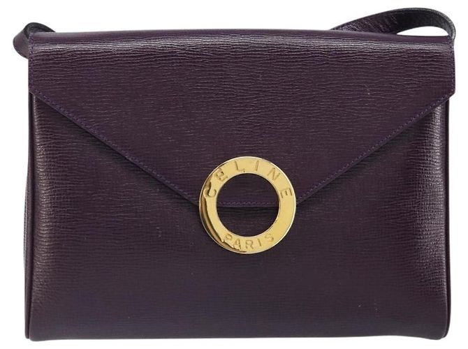 Céline Borsa a Spalla CELINE Circle in Pelle Viola Oro Auth 159845V D'oro Porpora - vista 2