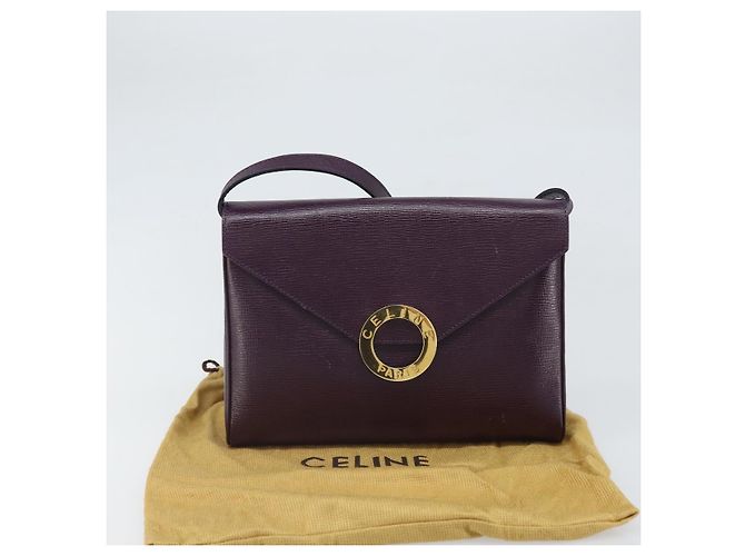 Céline Borsa a Spalla CELINE Circle in Pelle Viola Oro Auth 159845V D'oro Porpora - vista 24