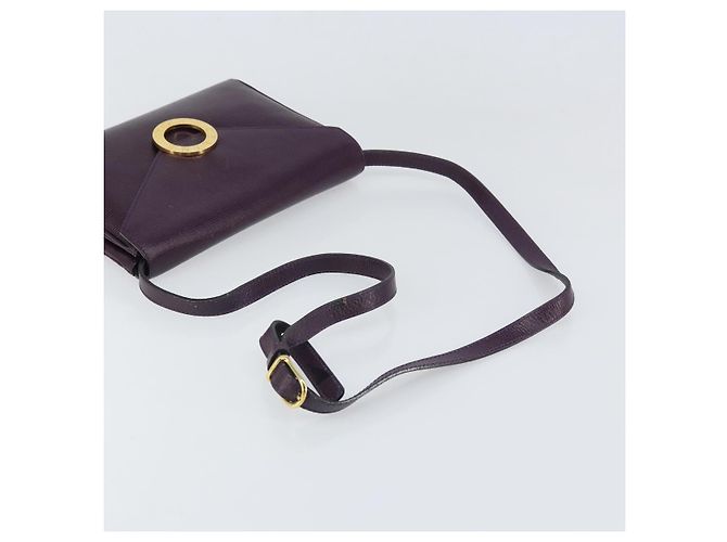 Céline Borsa a Spalla CELINE Circle in Pelle Viola Oro Auth 159845V D'oro Porpora - vista 7