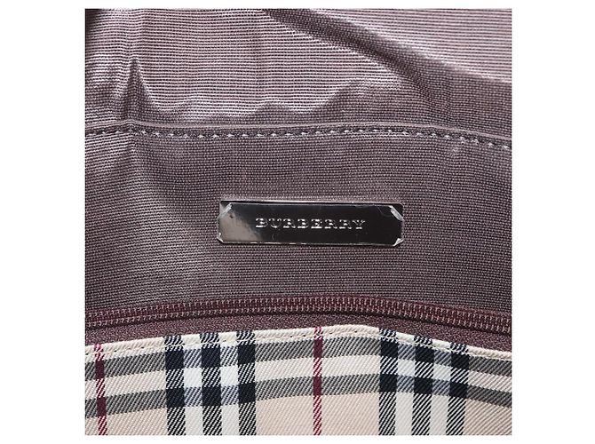 Burberry Bolsa de mão de couro marrom com detalhes em prata Auth BA9916 - vista 16