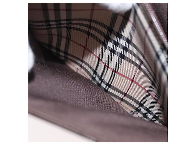 Burberry Bolsa de mão de couro marrom com detalhes em prata Auth BA9916 - vista 22