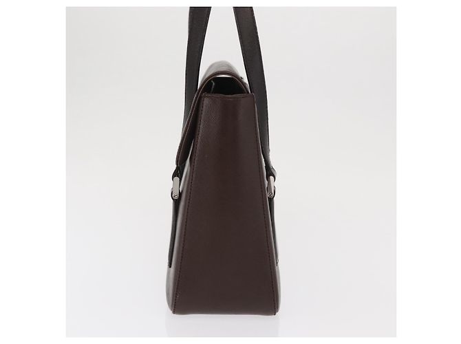 Burberry Bolsa de mão de couro marrom com detalhes em prata Auth BA9916 - vista 4