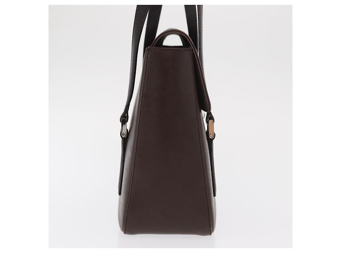 Burberry Bolsa de mão de couro marrom com detalhes em prata Auth BA9916 - vista 5