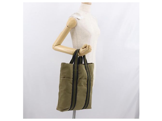 Hermès HERMES Fourre Tout Cabass Hand Bag Canvas Khaki Auth 163450 - view 20