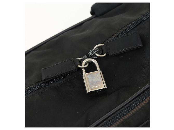 PRADA Hand Bag Nylon 2way Black Silver Auth 164859 Silvery - view 18