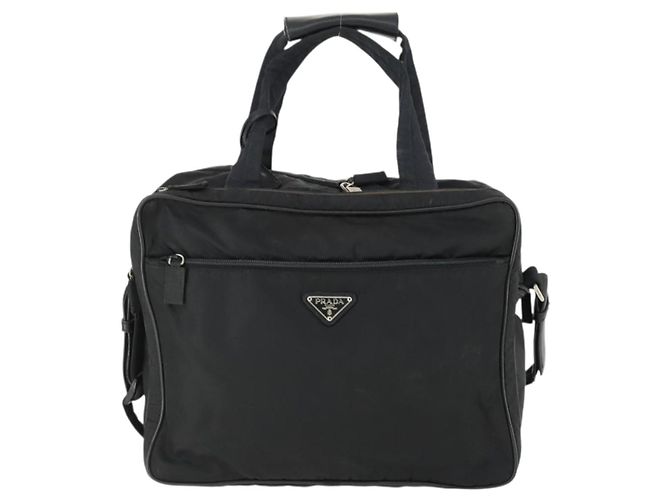 PRADA Hand Bag Nylon 2way Black Silver Auth 164859 Silvery - view 2