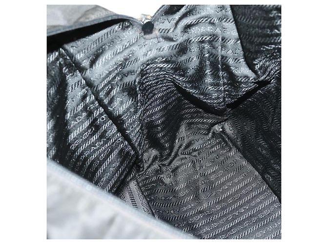PRADA Hand Bag Nylon 2way Black Silver Auth 164859 Silvery - view 21