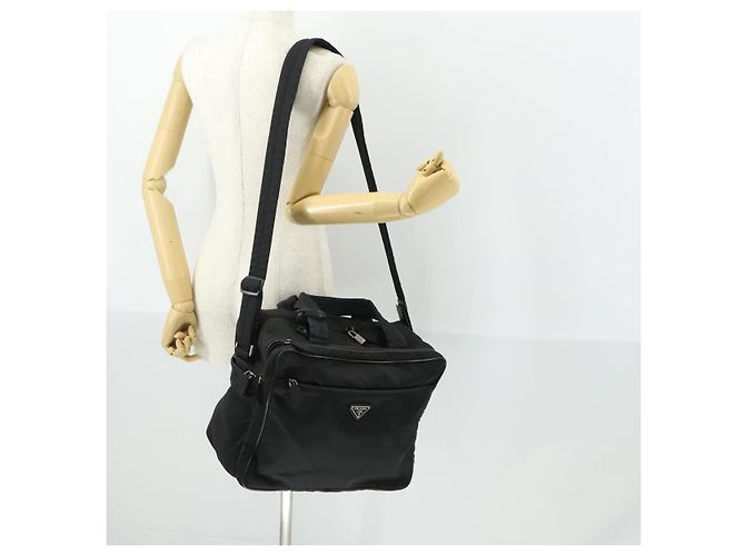 PRADA Hand Bag Nylon 2way Black Silver Auth 164859 Silvery - view 24
