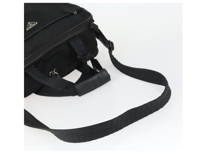 PRADA Hand Bag Nylon 2way Black Silver Auth 164859 Silvery - view 7