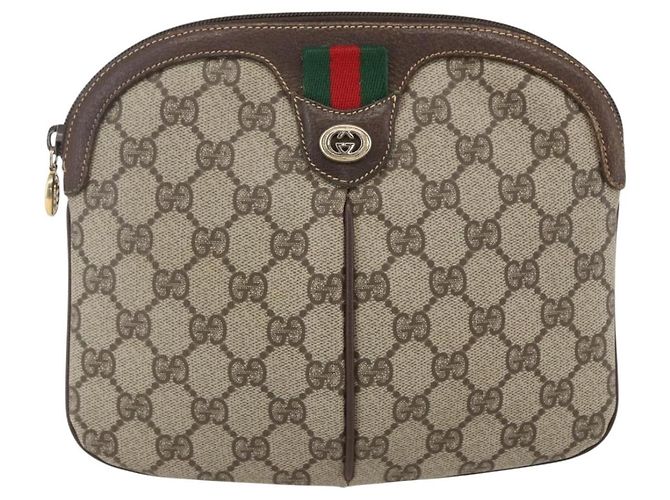 Borsa Sherry Line GG Supreme Web di GUCCI in PVC beige e oro 904 02 047 Auth 169025 D'oro - vista 2