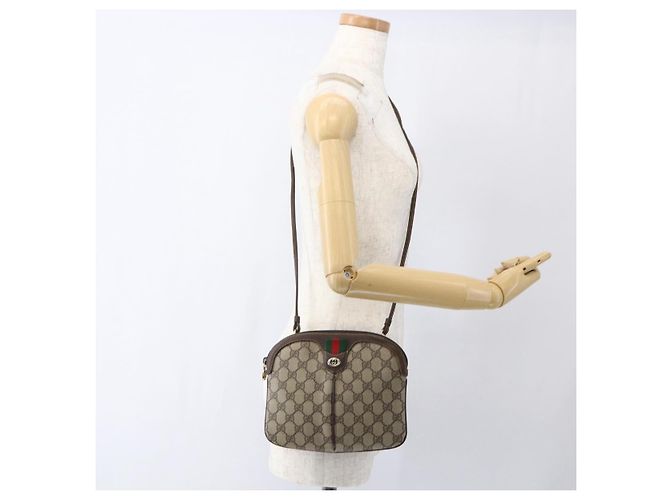 Borsa Sherry Line GG Supreme Web di GUCCI in PVC beige e oro 904 02 047 Auth 169025 D'oro - vista 21