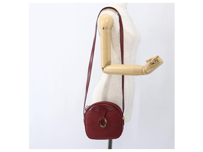 Borsa a Spalla Christian Dior PVC Bordeaux Oro Auth ep12962V D'oro Bordò - vista 21