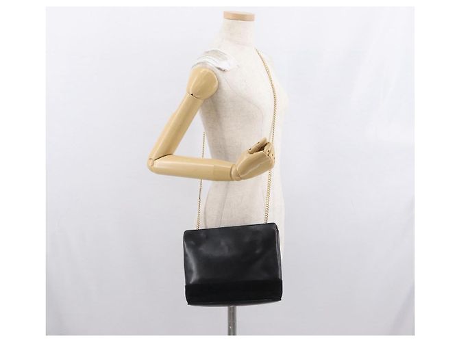 Borsa a spalla a catena Salvatore Ferragamo in pelle nera e oro Auth 149911 Nero D'oro - vista 20
