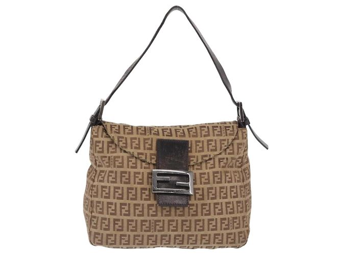 FENDI Zucchino Canvas Handtasche Beige Silber Authentisch ep13135 - Ansicht 2