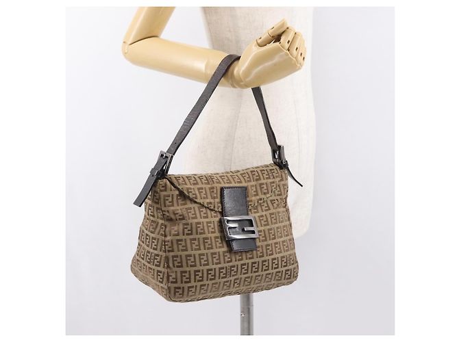 FENDI Zucchino Canvas Handtasche Beige Silber Authentisch ep13135 - Ansicht 28