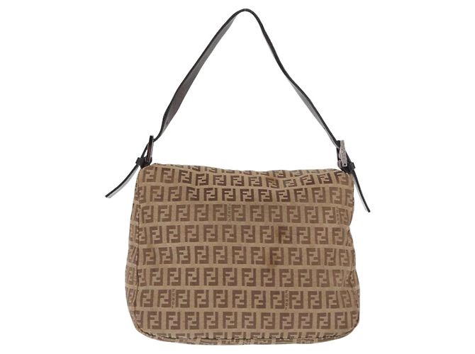 FENDI Zucchino Canvas Handtasche Beige Silber Authentisch ep13135 - Ansicht 3