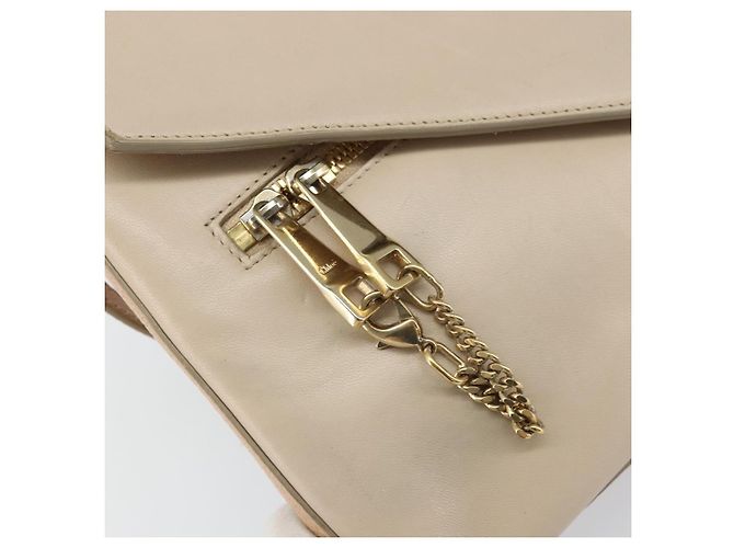 Chloé Borsa a Spalla Chloe Kathy in Pelle Beige Oro Auth hk3382 D'oro - vista 14