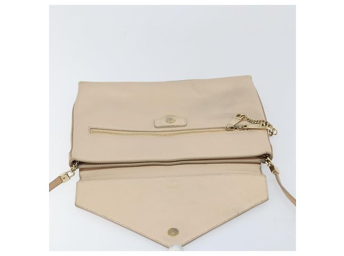 Chloé Borsa a Spalla Chloe Kathy in Pelle Beige Oro Auth hk3382 D'oro - vista 15