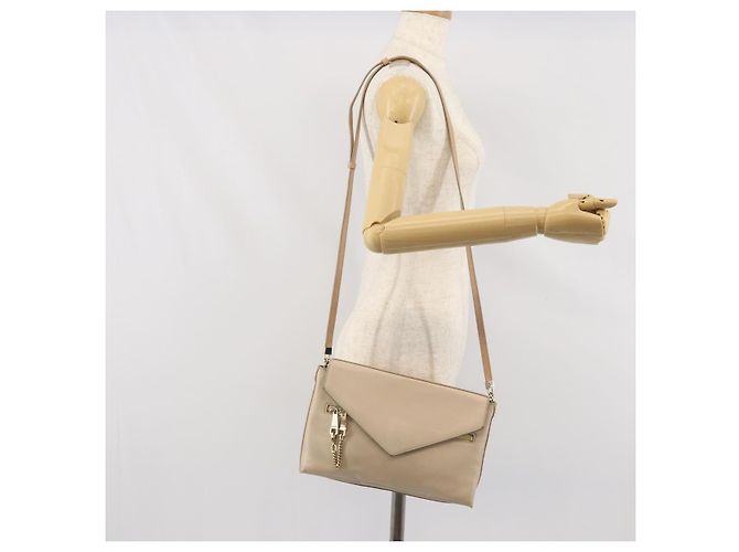 Chloé Borsa a Spalla Chloe Kathy in Pelle Beige Oro Auth hk3382 D'oro - vista 23
