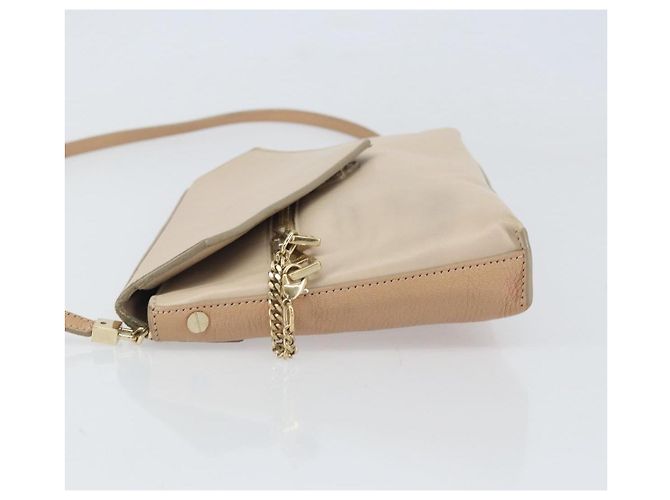 Chloé Borsa a Spalla Chloe Kathy in Pelle Beige Oro Auth hk3382 D'oro - vista 5