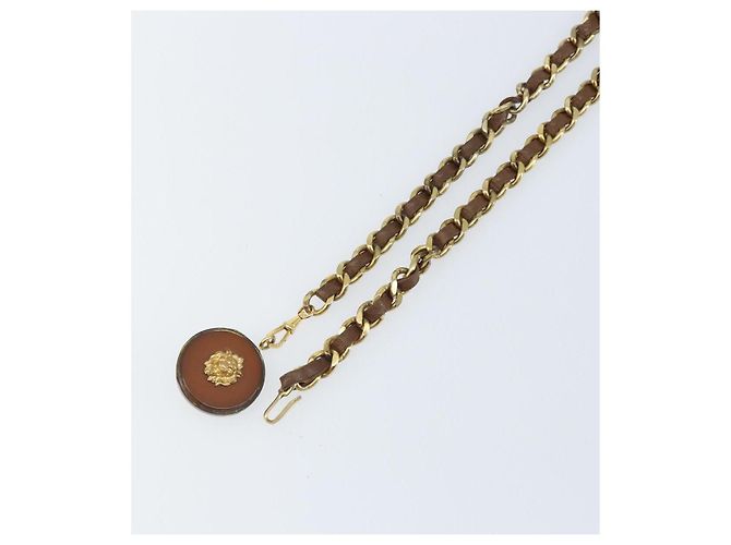 Cintura a catena CHANEL metallo Nero Oro CC Auth bs33131 D'oro - vista 4