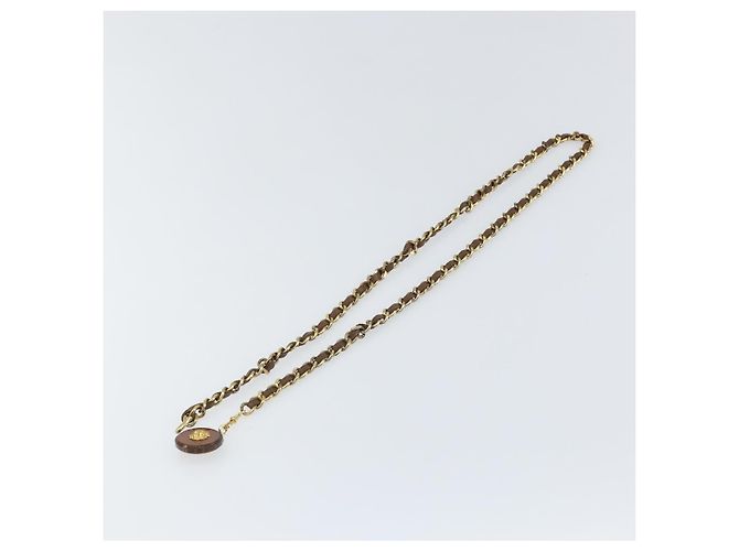 Cintura a catena CHANEL metallo Nero Oro CC Auth bs33131 D'oro - vista 8