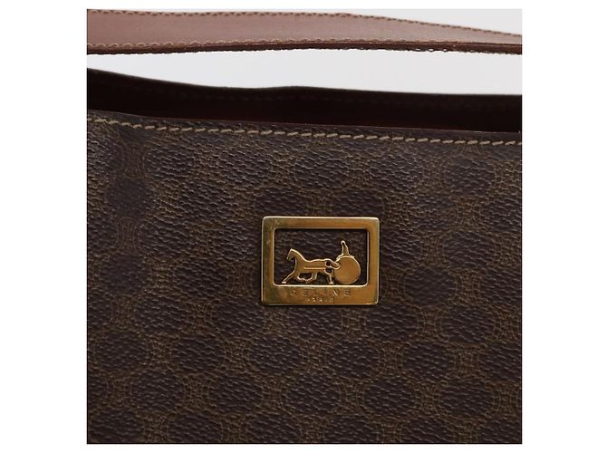 Céline Borsa a Spalla in Tela Macadam CELINE PVC Beige Oro Auth ka2067 D'oro - vista 17