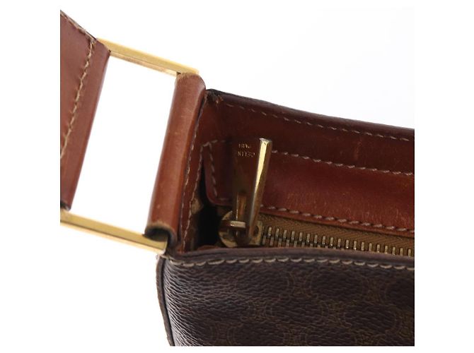 Céline Borsa a Spalla in Tela Macadam CELINE PVC Beige Oro Auth ka2067 D'oro - vista 18