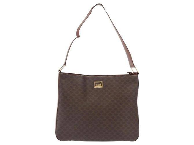 Céline Borsa a Spalla in Tela Macadam CELINE PVC Beige Oro Auth ka2067 D'oro - vista 2