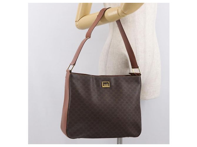 Céline Borsa a Spalla in Tela Macadam CELINE PVC Beige Oro Auth ka2067 D'oro - vista 26