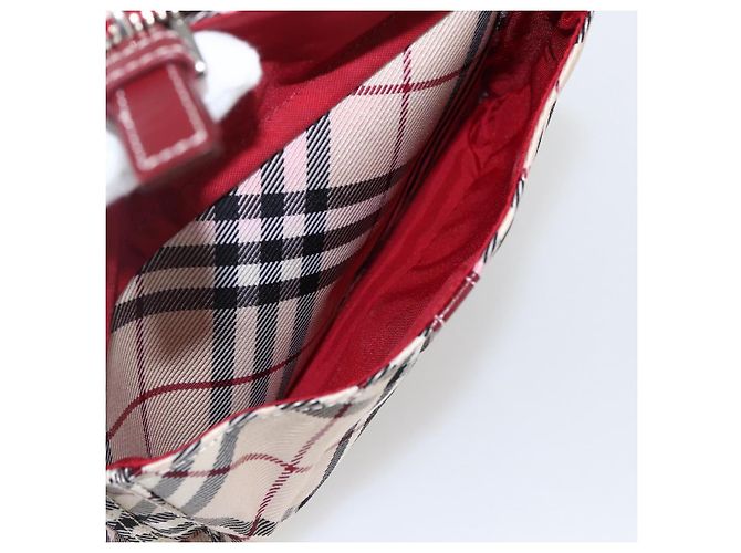 Borsa a spalla Burberry Nova Check Blue Label in nylon beige argento autentica bs33073 - vista 20