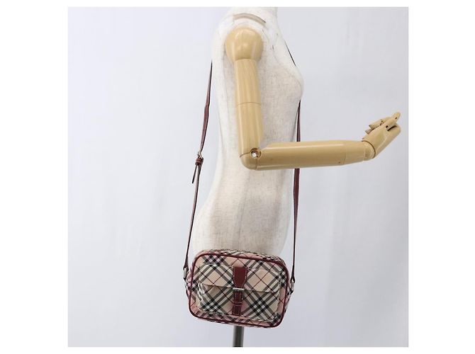 Borsa a spalla Burberry Nova Check Blue Label in nylon beige argento autentica bs33073 - vista 23