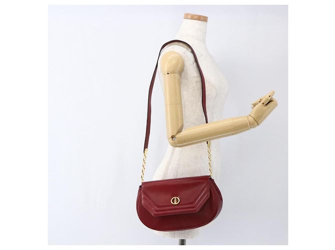 Borsa a Spalla Christian Dior in Pelle Rossa e Oro Auth ep13111 Rosso D'oro - vista 21