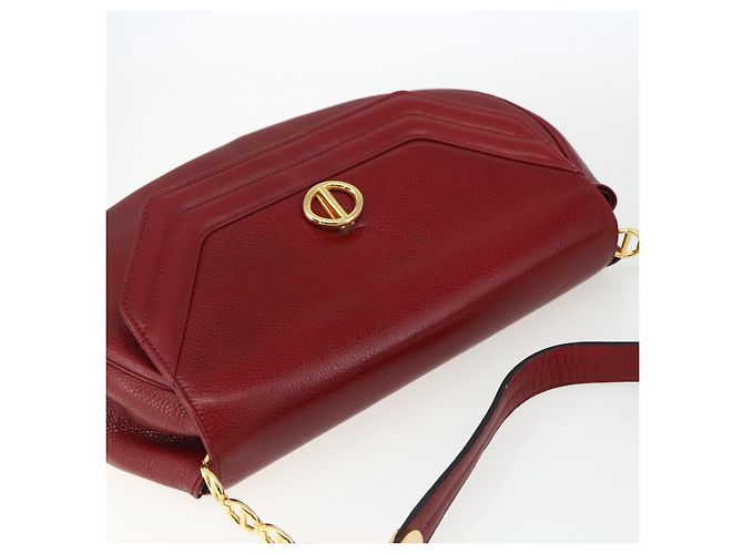 Borsa a Spalla Christian Dior in Pelle Rossa e Oro Auth ep13111 Rosso D'oro - vista 6
