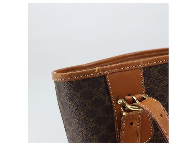 Céline Borsa Tote in Tela Macadam CELINE in Pelle PVC Marrone Oro Auth BA9942 D'oro - vista 16