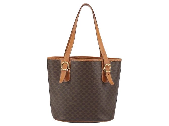 Céline Borsa Tote in Tela Macadam CELINE in Pelle PVC Marrone Oro Auth BA9942 D'oro - vista 3