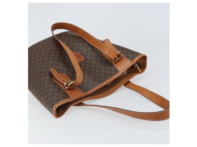 Céline Borsa Tote in Tela Macadam CELINE in Pelle PVC Marrone Oro Auth BA9942 D'oro - vista 6