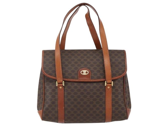 Céline Borsa a mano in tela Macadam CELINE in pelle PVC marrone oro Auth 170627 D'oro - vista 2