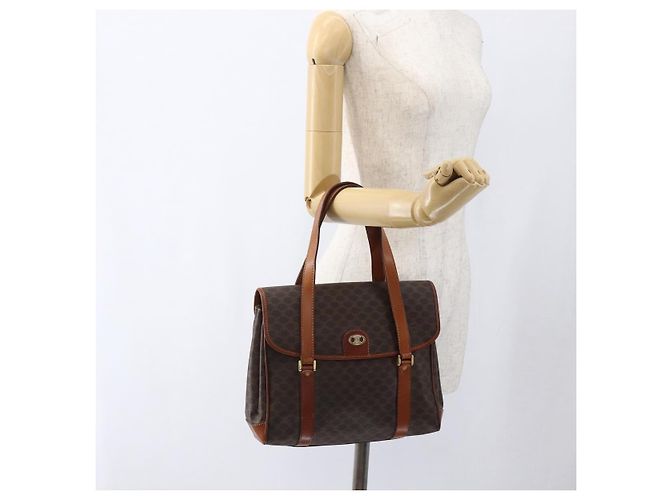 Céline Borsa a mano in tela Macadam CELINE in pelle PVC marrone oro Auth 170627 D'oro - vista 23