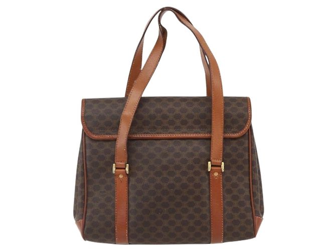 Céline Borsa a mano in tela Macadam CELINE in pelle PVC marrone oro Auth 170627 D'oro - vista 3
