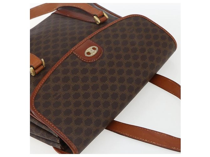 Céline Borsa a mano in tela Macadam CELINE in pelle PVC marrone oro Auth 170627 D'oro - vista 6