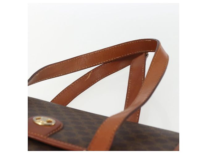 Céline Borsa a mano in tela Macadam CELINE in pelle PVC marrone oro Auth 170627 D'oro - vista 8