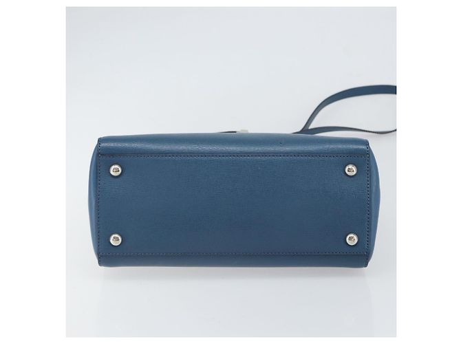 FENDI Sac à main To joule en cuir 2 en 1 Bleu Or Auth 165976 Doré - vue 11