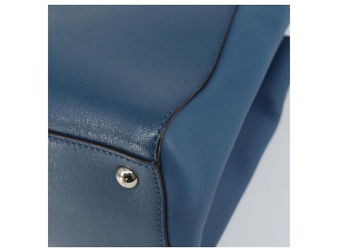 FENDI Sac à main To joule en cuir 2 en 1 Bleu Or Auth 165976 Doré - vue 12